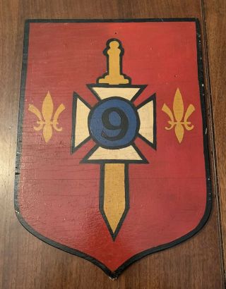 Vintage Folk Art Hand - Painted Wood Military Insignia 244th Artillery.