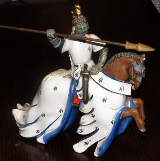 Vintage Zaccagnini Jousting Knight On Horse Figurine Italy Signed & Numbered