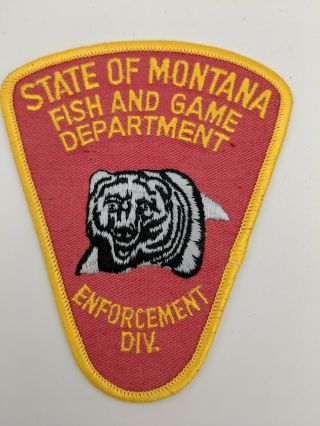 State Of Montana Fish And Game Dept Enforcement Div.  Patch Vintage Law Excelle