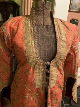 Antique 19th Century Turkish Ottoman Silk Embroidered Robe Costume 2