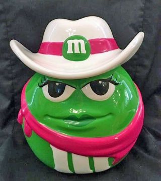 Vintage M&m Candy Jar Cowgirl With Candy Inside