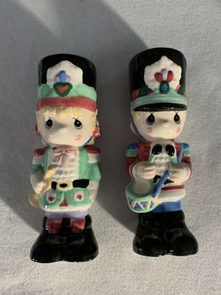 Enesco Precious Moments Vintage Drummer Boy Nutcrackers Salt And Peppers Shakers