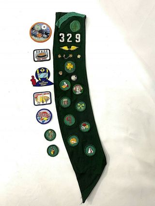 Vintage Girl Scout Sashe Badges And Pins