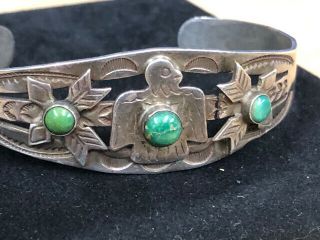 Vintage Native American Fred Harvey Era Silver Turquoise Bracelets 2