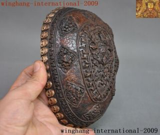 Tibetan buddhism silver Skull head Eight treasures symbol Bowl Kapala Skull Cup 2
