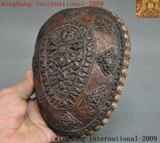 Tibetan buddhism silver Skull head Eight treasures symbol Bowl Kapala Skull Cup 3