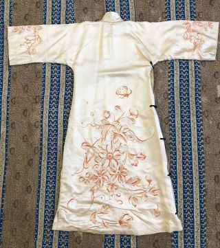 Antique 1920s 30s Embroidered Chinese Cheongsam Qipao Banner Dress Florals Deco 2