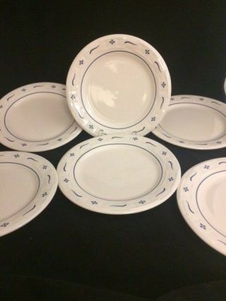 Longaberger Traditions Blue Woven 10 " Dinner Plate Set Of 6 Old Embossed L Mark