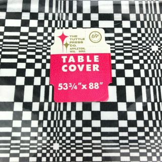 Vintage Paper Tablecloth / Cover - Psychedelic Optical Illusion Black & White
