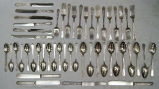 Set Of 49 1847 Rogers Bros Ancestral Silverplate Assorted Flatware B1562