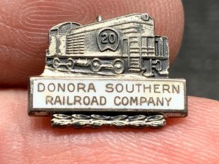Donora Southern Railroad Company Sterling Silver 20 Years Service Award Pin.