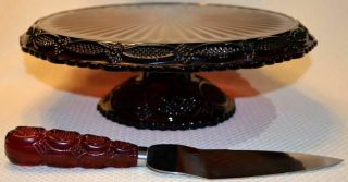 Avon 1876 Cape Cod Ruby Red Glass Pedestal Cake Plate