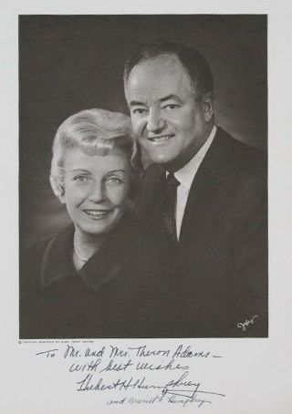 Autographs Of Vice President Hubert Humphrey And Wife Muriel