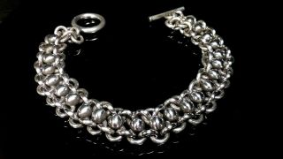 Vintage Sterling Silver Heavy Chain Link Bracelet.  925 Mexico