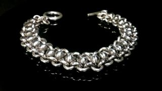 VINTAGE STERLING SILVER HEAVY CHAIN LINK BRACELET.  925 MEXICO 2