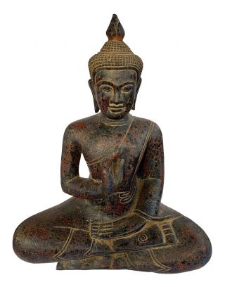 Wood Buddha Statue - Antique Khmer Style Wood Teaching Buddha Statue - 43cm/17 "