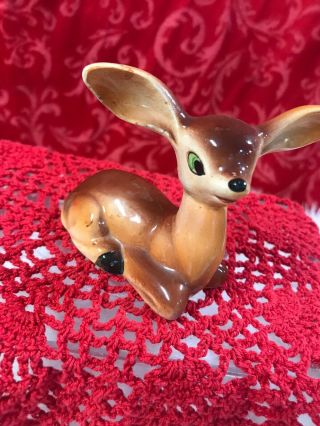 White Deer Figurine Ceramic Porcelain Fawn Hand Painted Chase Japan 4 