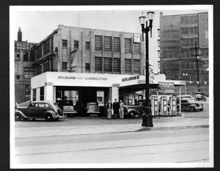 Vintage Photo Gilmore Gas Station Red Lion Pump Auto Car Service Oil Sign Ad Usa