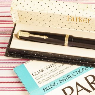 Vintage Parker Duofold Maxima Royal Black Fountain Pen Box,  Paper Big Jumbo Pen