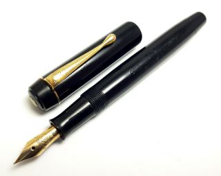 1938 Vintage Pen Montblanc No 4 Bandless Flat Top Black Top Restored