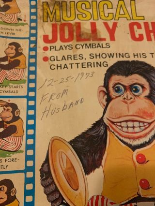 VINTAGE BATTERY OPERATED 1960 ' s MUSICAL JOLLY CHIMP MONKEY w/BOX TOY STORY 3 2