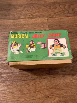 VINTAGE BATTERY OPERATED 1960 ' s MUSICAL JOLLY CHIMP MONKEY w/BOX TOY STORY 3 3
