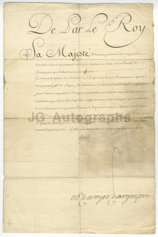 King Louis Xv Of France 1750 Military Appointment Document Signed On His Behalf