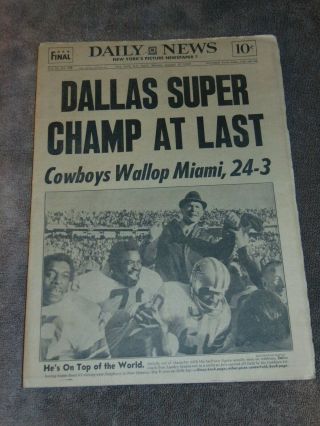 Jan.  17,  1972 Ny Newspaper: Dallas Cowboys Beat Miami Dolphins In Bowl Vi