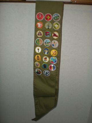 Vintage Boy Scout Sash 60’s To 70’s Maine With 23 Badges Patches