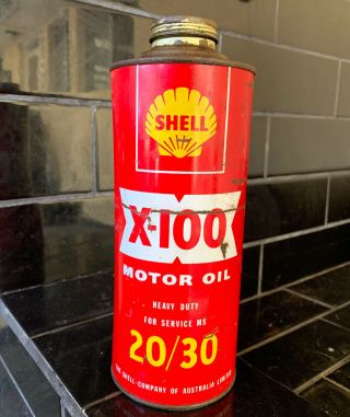 Shell X - 100 Lubricants Motor Oil 1 Quart Tin Vintage