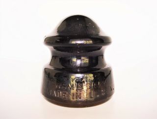 Very Dark Amber Cd 168 Hemingray Lowex D - 510 Glass Insulator.  Smooth Base.