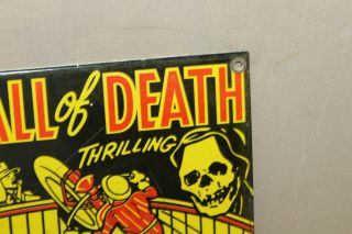 WALL OF DEATH MOTORCYCLE PORCELAIN METAL SIGN HELL ON WHEELS CARNIVAL PARK GAS 3