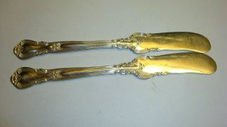 Two 2 Vintage Gorham Sterling Silver Flat Butter Knives Chantilly No Mono