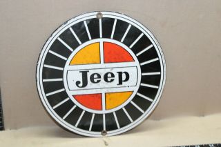 Jeep 4x4 Dealership Porcelain Metal Sign Off Road Wrangler Cj7 Gas Oil Service
