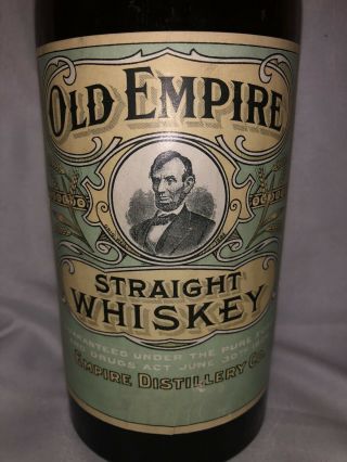 Old Empire Whiskey Quart Whiskey Bottle Pre - pro Near Abraham Lincoln 2