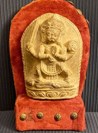 Early Antique Chinese Sino Tibetan Gilt Bronze Statue Of Tara Stone Sword Carved