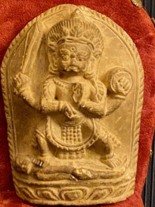 Early Antique Chinese Sino Tibetan Gilt Bronze Statue of Tara Stone Sword Carved 2