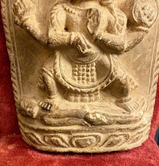Early Antique Chinese Sino Tibetan Gilt Bronze Statue of Tara Stone Sword Carved 3