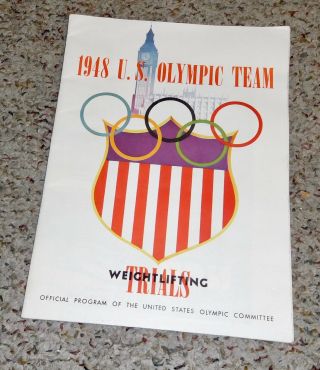 Vintage 1948 U.  S.  Olympic Team Weightlifting Trials Official Program