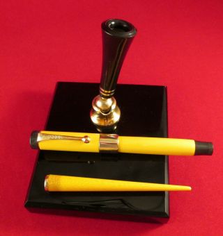 Parker Duofold Mandarin Yellow Pen And Desk Set.  Restored