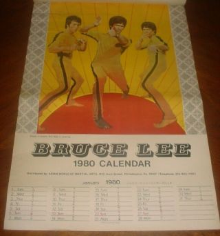 Vintage 1980 Bruce Lee Calendar 12 Months Asian World Martial Arts Philadelphia