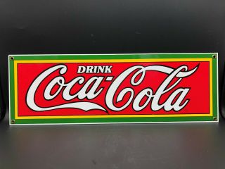Ande Rooney Porcelain Enameled Advertising Sign Drink Coca - Cola Coke 18 " X 6 "