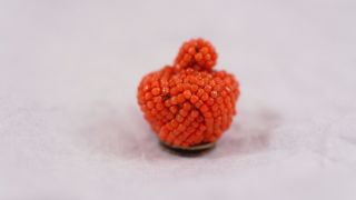 19th Century Antique Chinese Mandarin Finial Hat Button Qing Red Coral Rank Ii