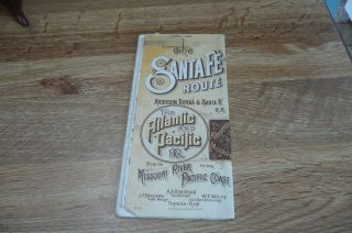 Vintage 1885 Santa Fe Route Atchison,  Topeka & Santa Fe R.  R.  Schedule Poole Brot