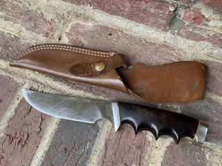Vintage Gerber Model 525 Presentation Fixed Blade Knife W Leather Sheath Hunting