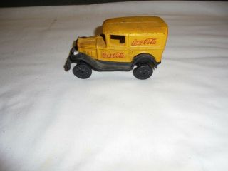 Vintage Cast Iron Coca - Cola Vintage Yellow Metal Toy Truck