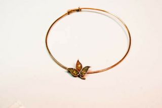 Vintage Estate Solid 14kt Gold Adjustable Butterfly Jade Bracelet