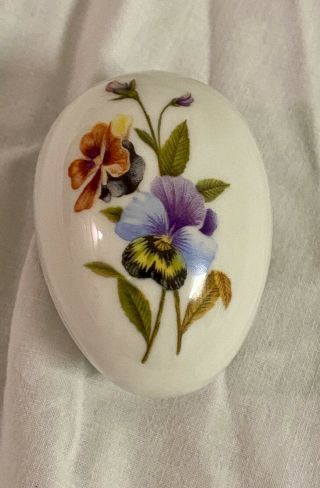Vintage Limoges France Hand Painted Porcelain Egg Trinket Box