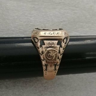 10k & Sterling State Highway Patrol Ring Size 7 3/4 Wt.  10.  4 Grams