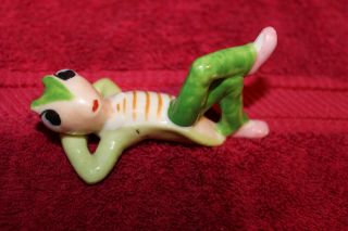 Vintage Fairy Pixie Elf Ceramic Figurine Hand Painted Grasshopper Cricket ?